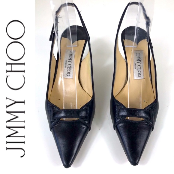 Jimmy Choo Shoes - Jimmy Choo black kitten heel slingback pumps shoes